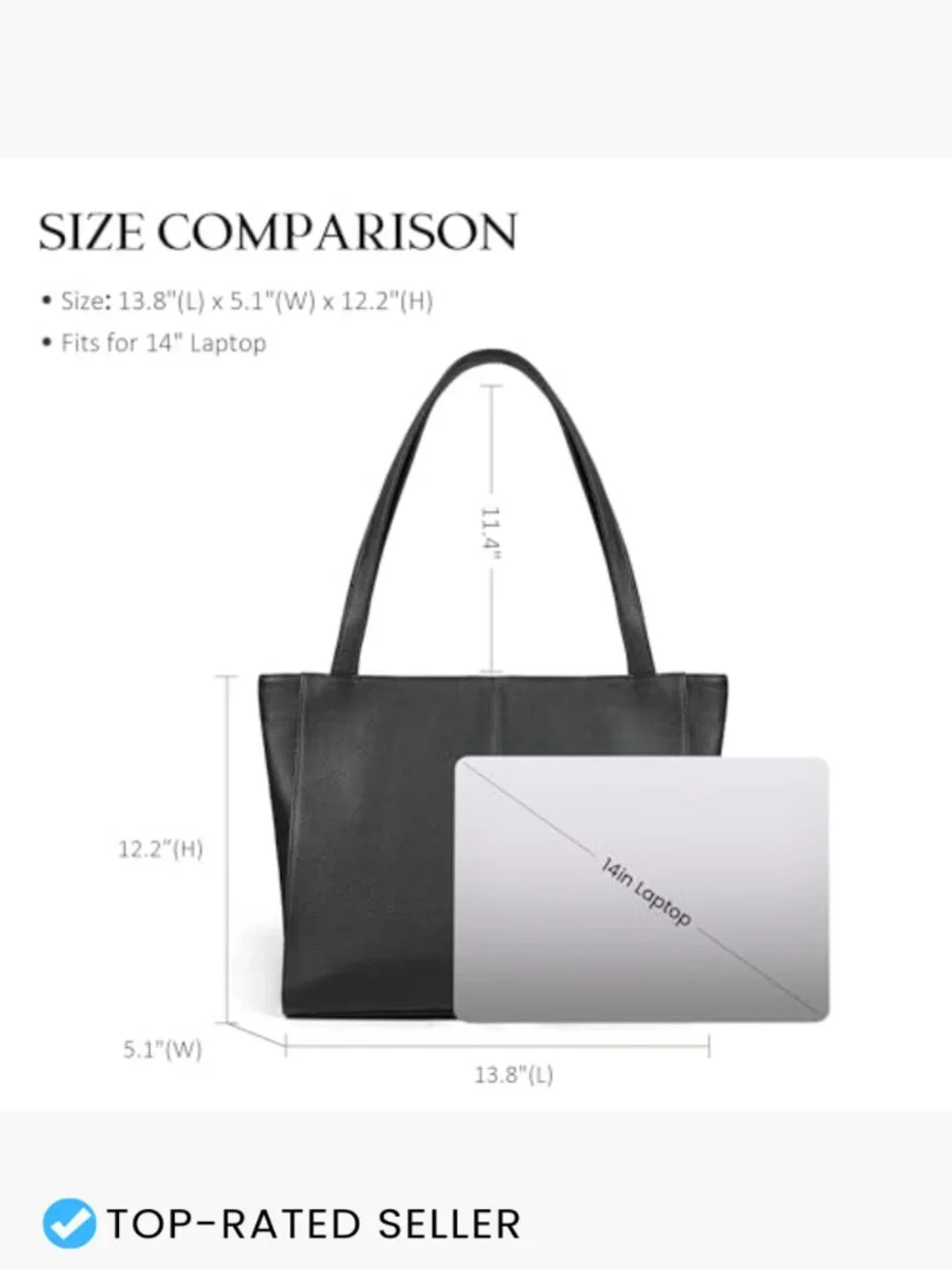 Genuine Leather Tote Bag for Women Work Travel Laptop Purse Handbag Chic